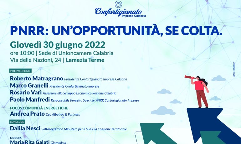 Un’opportunità chiamata PNRR, confronto promosso da Confartigianato. Sarà presente anche il presidente nazionale Granelli